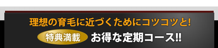 理想の育毛に近づくためにコツコツと!特典満載お得な定期コース!!